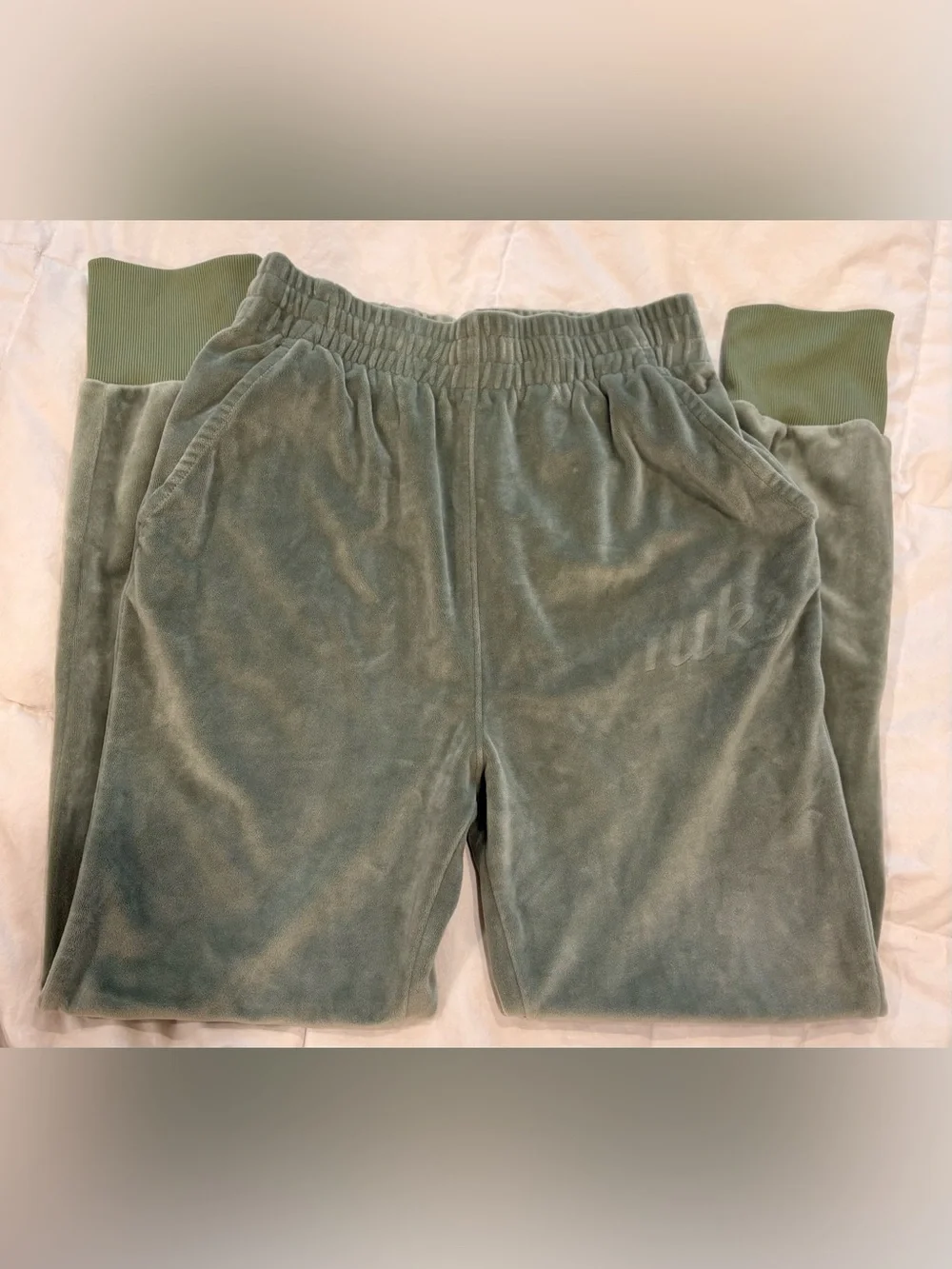 Nike Velour Joggers Youth Large Fits XS Women Sage Green Luxe